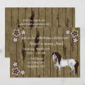 Paard en Bloemen Verjaardag Uitnodiging ~ Meisjes (Voorkant / Achterkant)