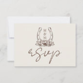 Paard en bloemen Western Country Boho Wedding RSVP Kaartje (Achterkant)