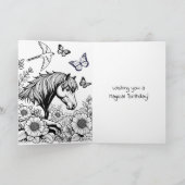 Paard en bloemen Whimsical Gepersonaliseerde Verja Kaart (Binnen)