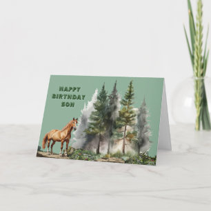 Paard en Bomen Verjaardag Gevouwen Wenskaart Kaart