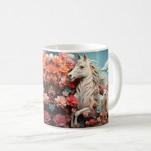 Paard en bos, ruiter cadeau, paardrijden koffiemok