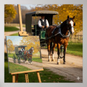 Paard en buggy schilderen poster (Voorkant)