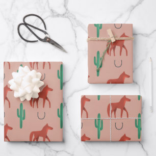 Paard en Cactus Inpakpapier Vel
