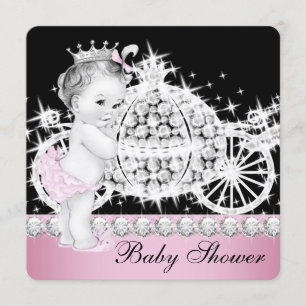 Paard en Carriage Pink Princess Baby shower Kaart