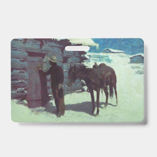 Paard en Cowboy Winter Sneeuw Badge (Voorzijde)