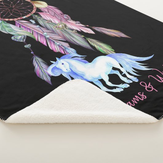 Paard en Dreamcatcher ~ Dromen en wensen BOHO Sherpa Deken (3/4)