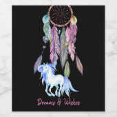 Paard en Dreamcatcher, Dromen & Wensen Wijn Etiket (Enkel label)