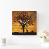 Paard en eikenboom Zuidwestelijke natuur Vierkante Klok (Huis)