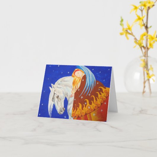 Paard en Engel Kaart (Gele Bloem)