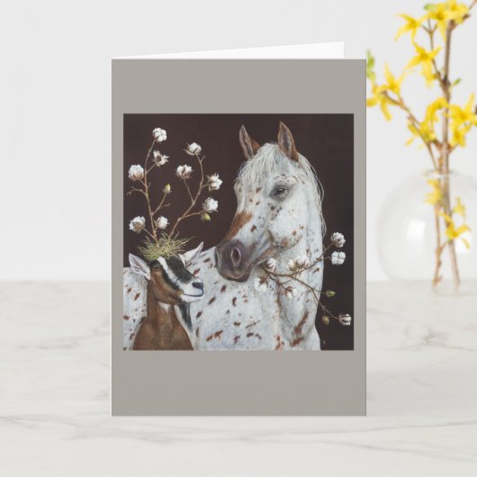 Paard- en geitenkaart kaart (Gele Bloem)