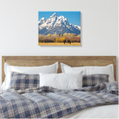 Paard en Grand Tetons, Moose Head Ranch Canvas Afdruk (Insitu (Slaapkamer))