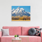 Paard en Grand Tetons, Moose Head Ranch Canvas Afdruk (Insitu (Woonkamer))