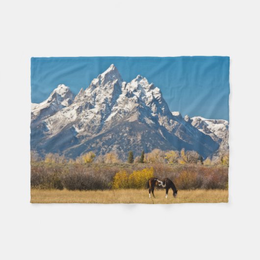 Paard en Grand Tetons, Moose Head Ranch Fleece Deken (Voorkant (Horizontaal))