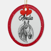 Paard en harten gepersonaliseerd keramisch ornament (Links)