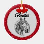 Paard en harten gepersonaliseerd keramisch ornament (Achterkant)