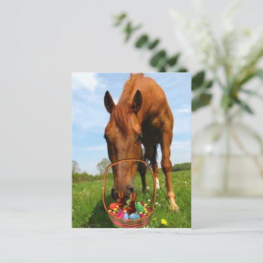 Paard en het Briefkaart van de Mand van Pasen (Staand voorkant)