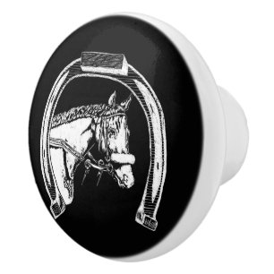 Paard en het HoefijzerArt. van de Kras Keramische Knop