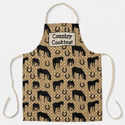 Paard en hoefijzer, landkoken! schort (Voorkant)