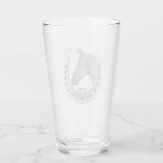Paard en Hoefijzer Zilveren Tone Gepersonaliseerde Glas (Achterkant)