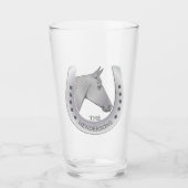 Paard en Hoefijzer Zilveren Tone Gepersonaliseerde Glas (Voorkant)