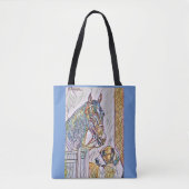 Paard en hond gebrandschilderd glas plezier tote bag (Voorkant)