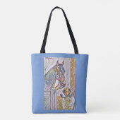 Paard en hond gebrandschilderd glas plezier tote bag (Achterkant)