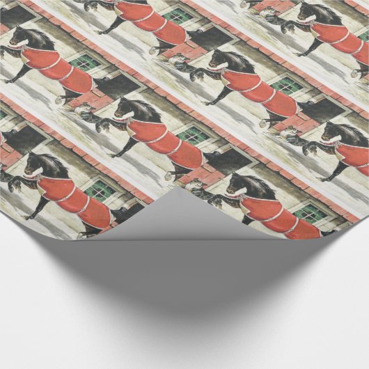  paard en hond Kerstmis Cadeaupapier (Hoek)