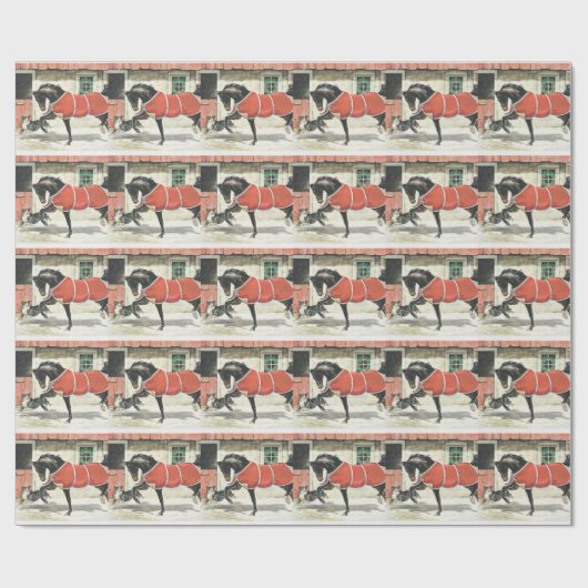 paard en hond Kerstmis Cadeaupapier (Vlak)