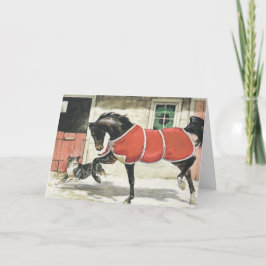 paard en hond Kerstmis Feestdagen Kaart