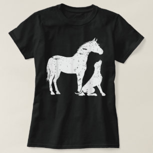 Paard- en HOND Motief vrouwen en mannen. Paard-hon T-shirt