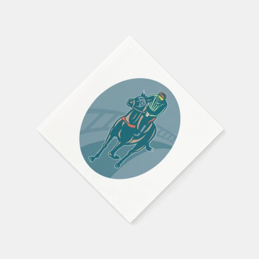Paard en jockey papieren servetten (Hoek)