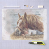 Paard en jongen in schuur slapen "beste vrienden" tissuepapier (Craft)