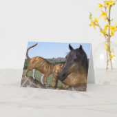 Paard en kat, "Love Thy Neigh-Gesponnen" Wenskaart Kaart (Gele Bloem)