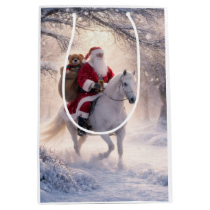 Paard en Kerstman Sneeuw Kerstcadeau Medium Cadeauzakje