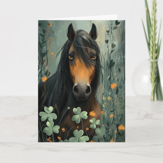 Paard en klaver St. Patrick's Day Kaart (Voorkant)