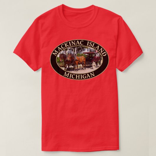 Paard en koets in het historische Mackinac Island T-shirt (Design voorkant)