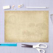 Paard en koets met klok op Tan achtergrond Tissuepapier (Craft)