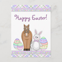 Paard en konijn Happy Easter Briefkaart