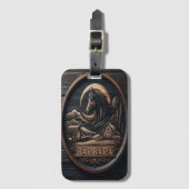 Paard en Maan gesneden teken Bagagelabel (Voorkant (verticaal))