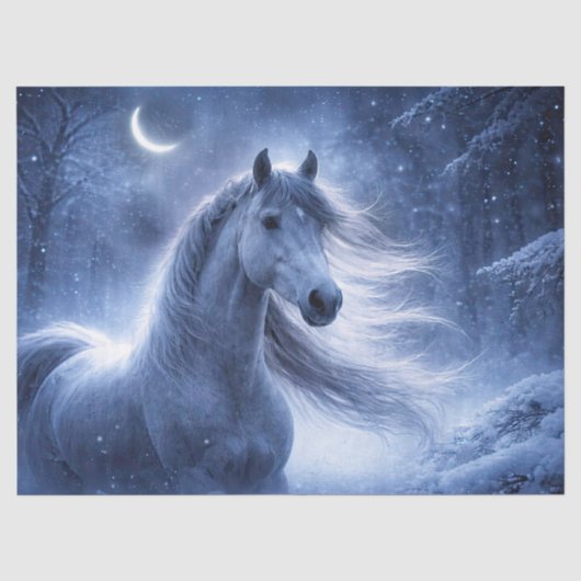 Paard en Maan Mooie Winter Tissuepapier (Voorkant)