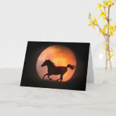 Paard en Maan Verjaardagsgroet Kaart (Gele Bloem)