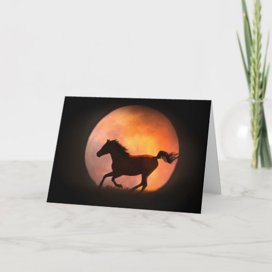 Paard en Maan Verjaardagsgroet Kaart (Voorkant)