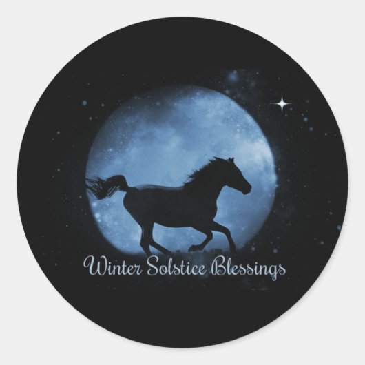 Paard en Maan Winterzonnewende Zegen Stickers (Voorkant)