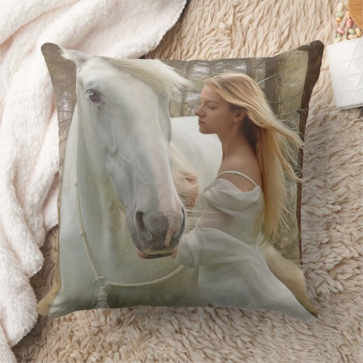 Paard en meisje fantasie kussen (Deken)