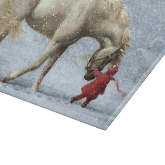 Paard en meisje in de winter snijplank (Hoek)