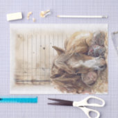 Paard en meisje in schuur slapen "beste vrienden" tissuepapier (Craft)