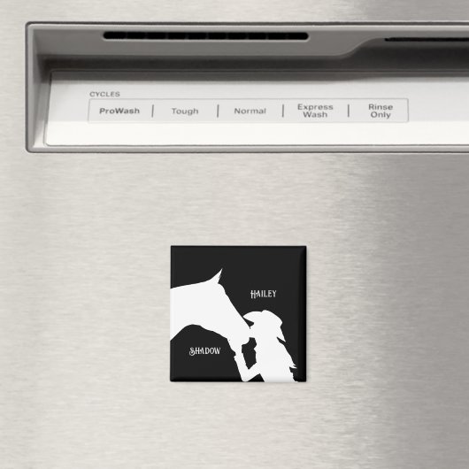 Paard en meisje kus Cowgirl western Magneet (Insitu (Vaatwasser))