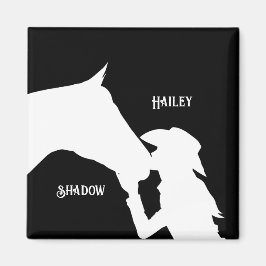 Paard en meisje kus Cowgirl western Magneet