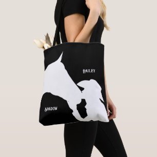 Paard en meisje kus Cowgirl westerne naam Tote Bag