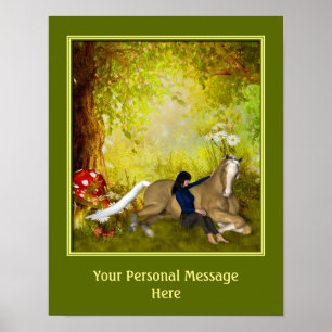 Paard en meisje Maak je eigen tekst Gepersonalisee Poster